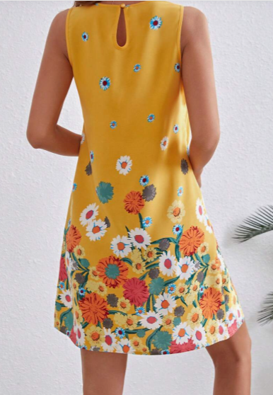 Bloemenprint Mouwloze Jurk - Zomerse Elegantie